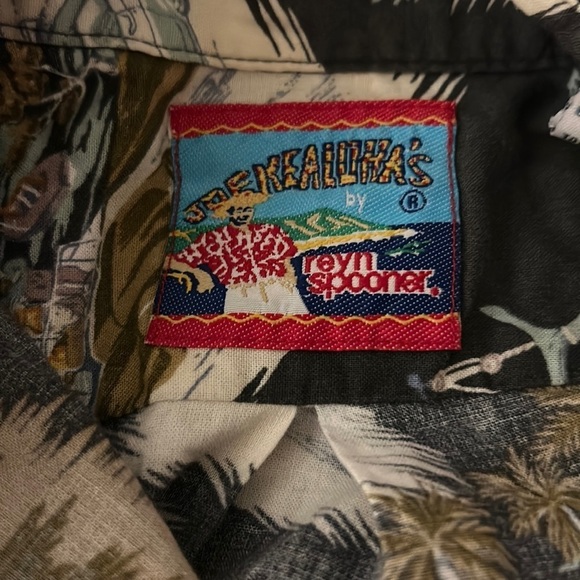 Reyn Spooner Shirt Mens Medium Gray Car‎ Cars Button Up Hawaiian Camp Popover - Picture 4 of 8